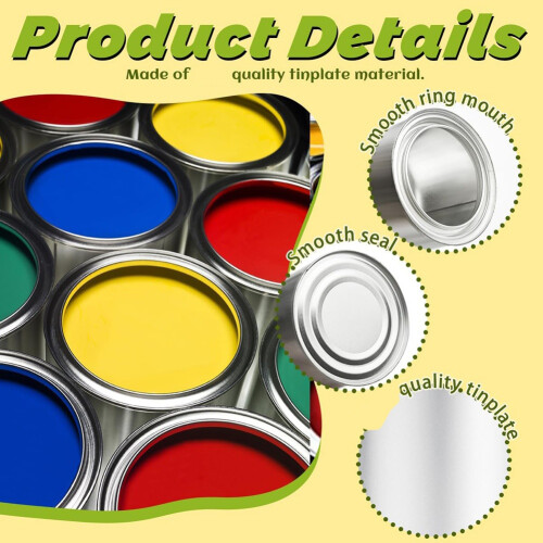 12Pack Empty Paint Cans with Lids,1/2 Cup Capacity Empty Unlined Paint Cans Paint Storage Containers,for Painting Crafts 1