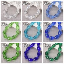 Crystal glass rugby oval beads light green 8x6mm 30 pcs