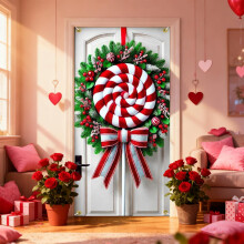 Guirnalda de tela colgante para puerta con lazo, decoración cálida para puertas, ideal para fiestas de cumpleaños, San Valentín y para dar la