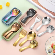 3 stuks mini schelpvormige roestvrijstalen koffielepels met opbergdoos – voedselveilig, draagbaar, voor thuis/kantoor/reizen – zwart