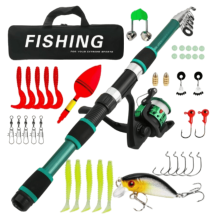 Fishing Gear Telescopic Rod and Reel for Outdoor Angling 6ft Fiberglass Rod with Reel Portable Extendable Fishing Rod for Sea Adventures