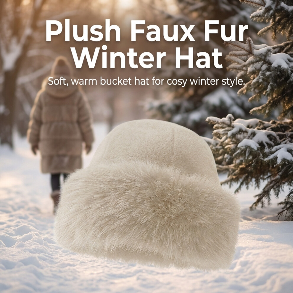 Photos - Other for Fishing  Women\'s Faux Fur Winter Hat with Ear Flaps(Beige)