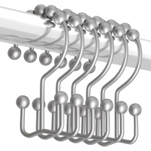 Shower Curtain Hooks Rings, Rust Resistant Metal Double Glide Shower Hooks Rings for Bathroom Shower Rods Curtains, Set of 12 Hooks