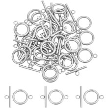 30pcs Stainless Steel Round Toggle Clasps for Jewelry Making – Compatible with DIY Necklace Closures
