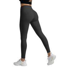 Women's High-Waisted Ribbed Yoga Pants Black Full-Length