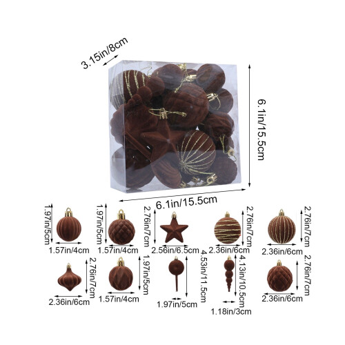Velvet Christmas Balls Brown 24 PCS 2