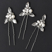 (Silver) Glittering Rhinestone U-Shaped Hairpins for Gifts
