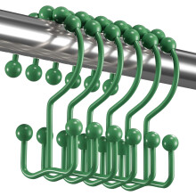 Shower Curtain Hooks Rings, Rust Resistant Metal Double Glide Shower Hooks Rings for Bathroom Shower Rods Curtains, Set of 12 Hooks