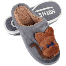 Bedroom Slippers for Men Cotton Semi-enclosed Non-slip Mute Durable Home Use 1Pair 16.5-17in