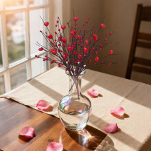 Pink Heart Berry Picks with Red Berries 5-Pack