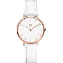 Women's minimalist dress watch with leather strap