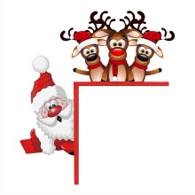 2 Pcs Funny Wooden Christmas Tree Door Topper with Santa Claus & Reindeer, Festive Holiday Sign Ornament for Home Office Christmas Wall Art Décor