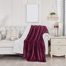 Karymi Flannel Fleece Blanket Coral Color Double-Layer Warm