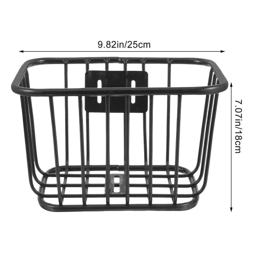 Metal Bike Basket Front Black Durable Bicycle Handlebar Container 1