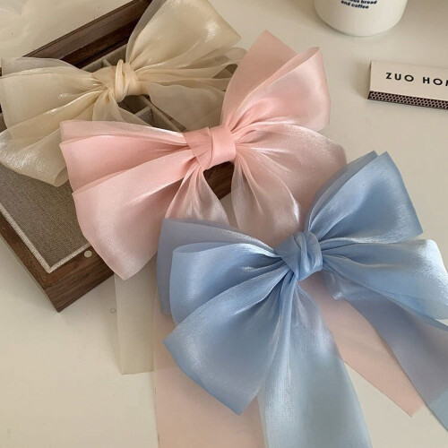 Hair Bows Gauze Ribbon Oversized Long-Tail 3 PCS 1