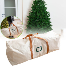 Christmas Tree Storage Bag 600D Heavy-Duty Beige, 110x40x40cm, Tear/Water-Resistant, Easy-Carry Handles, Dust & Damage Protection