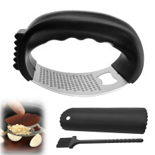 Stainless Steel Garlic Press Rocker with Peeler, 11x7cm Manual Mincer, Comfortable Handle – Compatible with All Kitchens