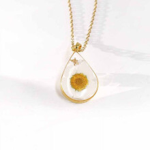Bestselling December Birth Flower Teardrop Pendant Necklace - Real Flower Resin Jewelry, Eternal Dried Flower Necklace