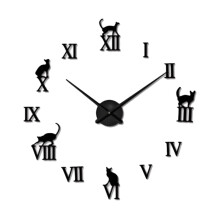 Novelty Clock Wall Clock Black Acrylic 1Pcs Modern Design Animal Theme Home Decor