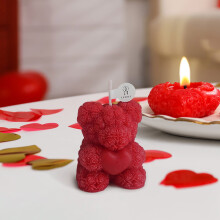 Rose Bear illatgyertya ajándékszett – Levendula/Rózsa/Jázmin, Hosszantartó aromaterápiás gyertya Valentin-napra, évfordulóra,