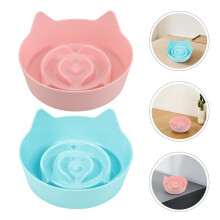 FRCOLOR 2pcs Non-Slip Cat Feeding Bowl Cat Ear Shaped Slow Feeder Pet Food Dish for Kittens Feeding Plate Pet Eating Bowl for Home Use