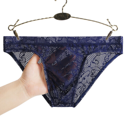 Men's Briefs Lace Low-Rise Bikini Blue L 1
