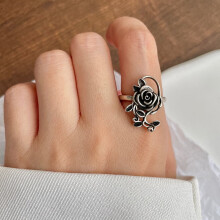 925 Sterling Silver Vintage Floral Open Ring - Tarnish-Resistant, Unique Thai Silver Design for Women