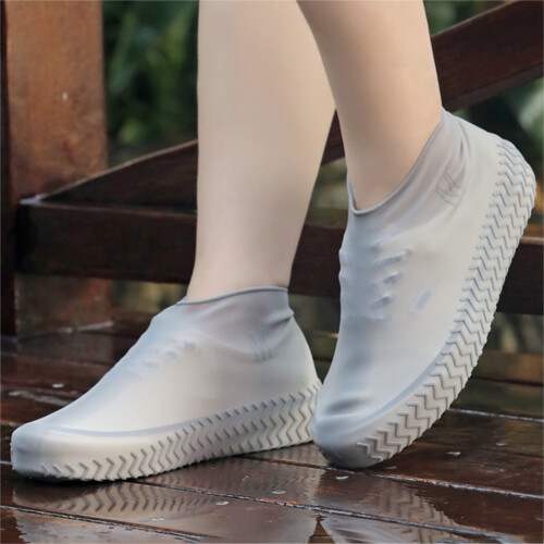 (Gray, L) Waterproof Silicone Shoe Covers for Cycling