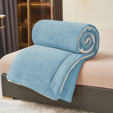 Twin Size Milk Velvet Lambswool Double-Layer Fleece Blanket, 80"x60", for Autumn/Winter Warmth & Leisure – Compatible with Twin Beds