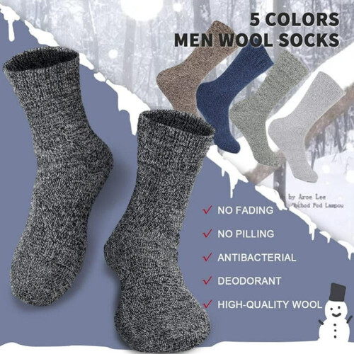 Men's Wool Socks Velvet Thick Solid Color 5 Pairs 1