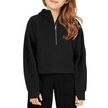Girls Half Zip Hoodie Long Sleeve Lightweight Sweatshirt