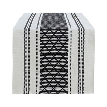 2026 New Round Tablecloth & Runner with Fringe, Black Woven Washable Cotton, Farmhouse Console/Dresser Scarf, Extra Long Heavy Topper