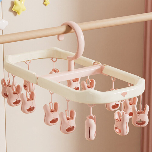 Foldable Multi-Functional Clothes Drying Rack with Sock/Legging Clips, Space-Saving & Windproof – Compatible with Standard Wardrobes