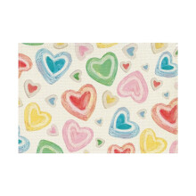 Valentijnsdag placemats met aquarelprint, buffelruitjesmotief en hartjes, 30 x 45 cm, geschikt voor standaard tafelsetting.