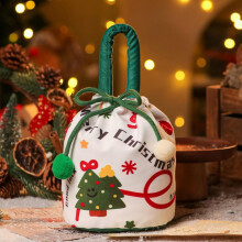 Sacs cadeaux à cordon avec nœud décoratif, motif dessin animé de Noël – Bonbons, biscuits, jouets ; compatibles avec les boîtes