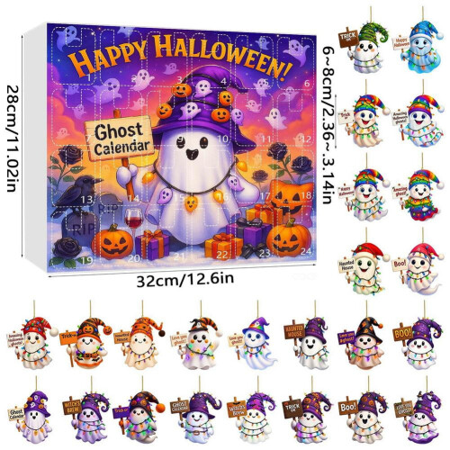 Σετ αντίστροφης μέτρησης για το Halloween 2025, ακρυλικό χιονάνθρωπο, 2D στολίδια, 2
