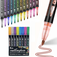 Double Line Outline Markers Shimmer Metallic Glitter 48-pack