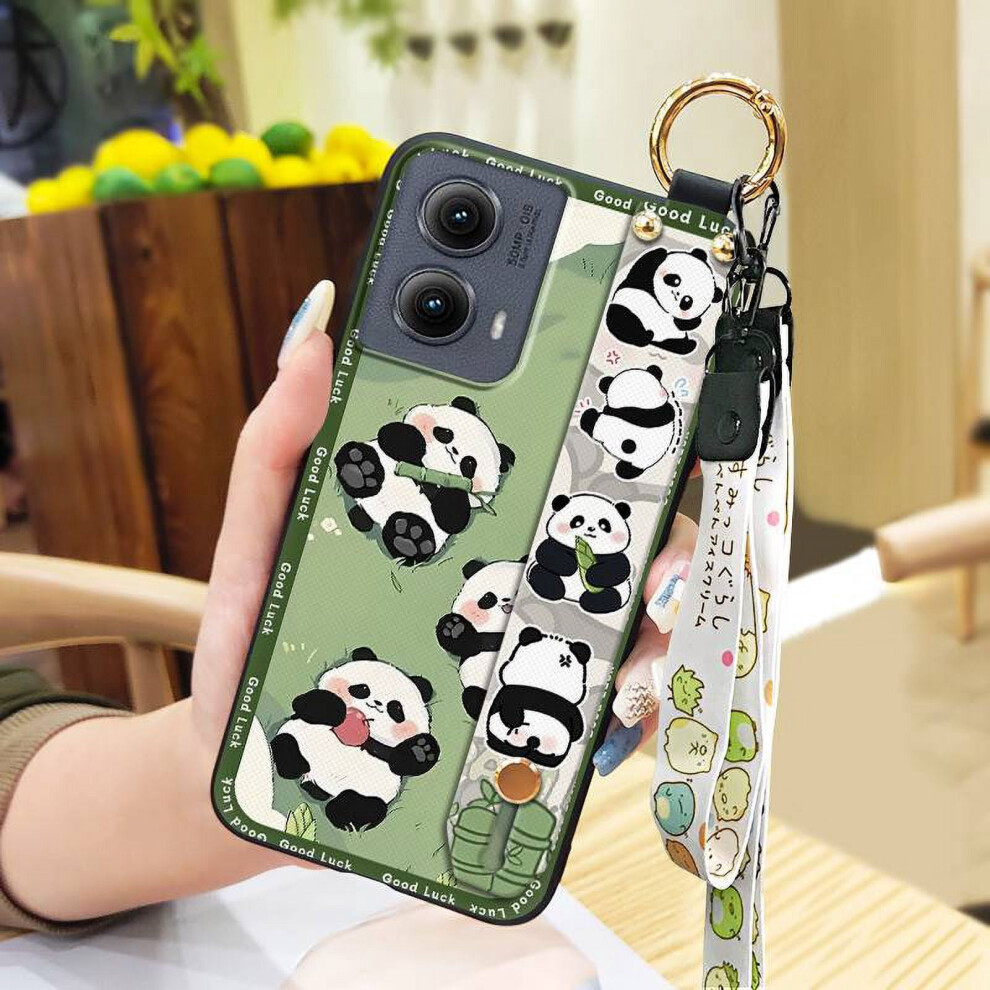Moto Edge 5G 2024 Phone Case Â Panda Cartoon Silicone Cover With Wristband Ring, Kickstand, Waterproof & Anti-Knock, Compatible With Moto Edge 5G 9377112608426