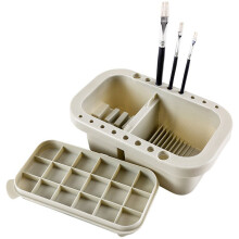 Paint Brush Cleaner, Paint Brush Holder and Organizers with Palette for Acrylic, Watercolor, and Water-Based Paints (Grey)