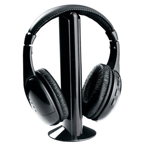 Cuffie wireless Naierhg con microfono integrato, circumaurali, radio FM, per PC e TV, trasmettitore e microfono per computer. 1
