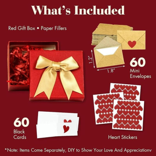 DIY Love Notes Box with Mini Blank Cards Envelopes Heart 2