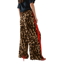 Trendy Pant for Women Women's Leopard Print And Red Drawstring Wide Leg Pant Brown