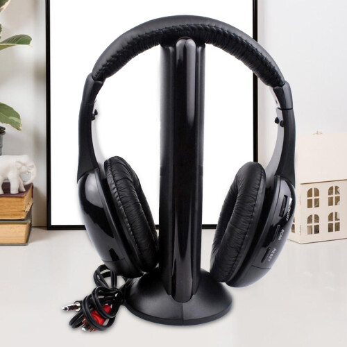 Cuffie wireless Naierhg con microfono integrato, circumaurali, radio FM, per PC e TV, trasmettitore e microfono per computer. 2