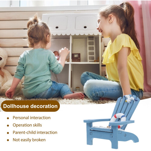 Beach Chair Decoration Tiny Miniature Doll Prop Office Blue 2