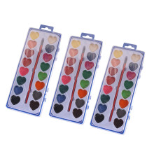 Heart-Shaped 16-Color Watercolor Set with Brush, Mixing Lid & Compact Travel Design – Gift for Artists | Compatible with all standard palettes