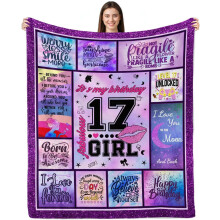 Couverture cadeau pour le 12e anniversaire d'une fille – 76 x 102 cm, compatible avec la décoration de chambre d'enfant