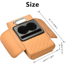 PU Leather Car Armrest Box Mat w/ Cup Holder, Storage & Tissue Slot – Anti-Slip Velcro Straps, High-Resilience Sponge Padding