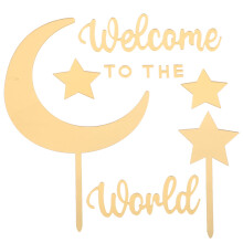 1 Set Welcome to the World Baby Shower Cake Decoration Set with Star and Moon Acrylic Toppers for Gender Reveal Party Supplies