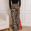 Women's Leopard Print Red Drawstring Wide Leg Pants Brown 5