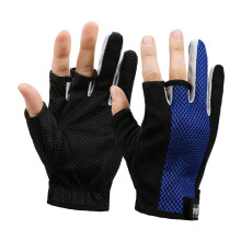 (Blue black gloves) Gants de Pêche 3 Doigts, Respirants pour Vélo
